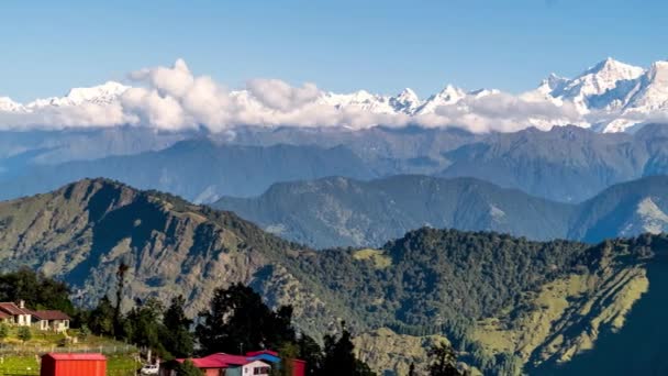 Mraky Hyperlapse Timelapse Himalaya Hora Sníh Vrcholy Pohled Scénický Indie — Stock video