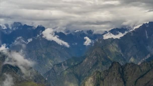 Clouds Hyperlapse Timelapse Himalaya Mountains View Scenic India Uttarakhand — Stock Video
