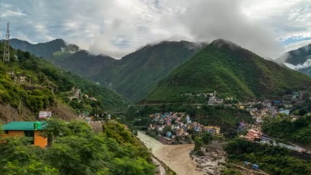 Chmury Hiperlapsja Timelapse Himalaya Góry Widok Malownicze Indie Uttarakhand — Wideo stockowe