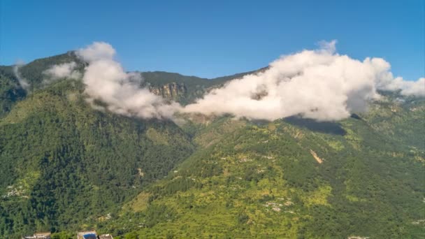Mraky Hyperlapse Timelapse Himalaya Hory Pohled Scénický Indie Uttarakhand — Stock video