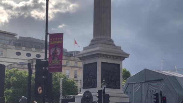 Trafalgar Square London Street View Landmarks Tourists 2022 — Αρχείο Βίντεο