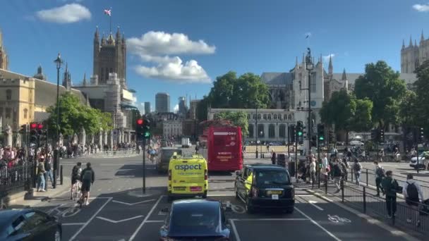 Trafalgar Square London Street View Landmärken Och Turister Cinematic Storbritannien — Stockvideo