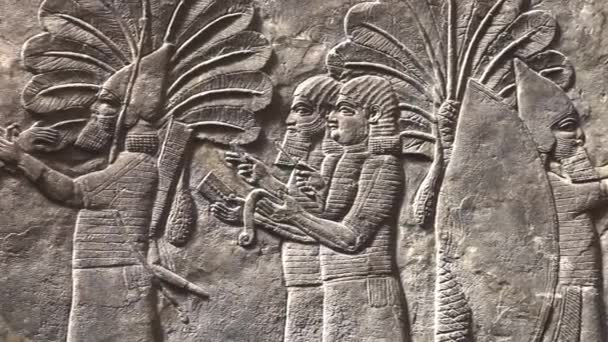 Antique Babylon Stone Carvings Shumer Akkadian Relics Cinematic — Vídeo de Stock