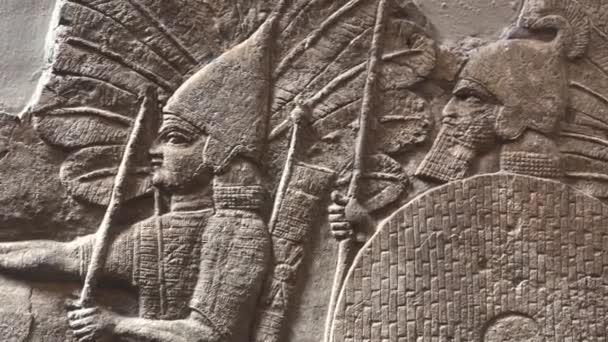 Antique Babylon Stone Carvings Shumer Akkadian Relics Cinematic — 图库视频影像