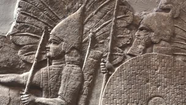 Antique Babylon Stone Carvings Shumer Akkadian Relics Cinematic — ストック動画
