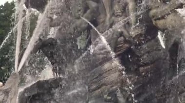 Berlin Alexanderplatz Neptune statue fountain, Germany 4k - 05.08.2022