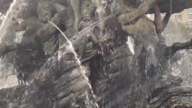 Berlin Alexanderplatz Neptune statue fountain, Germany 4k - 05.08.2022