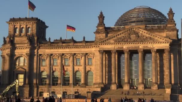 Reichstag Berlin Sunset Cinematic Shot Europe Union Deutschland — Stock video