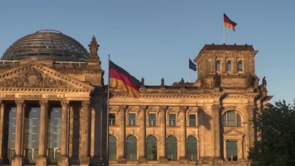 Gün Batımında Berlin Deki Reichstag Sinematik Çekim Avrupa Birliği Deutschland — Stok video