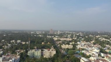Srirangam temple complex India, aerial drone view 4k Tamil Nadu