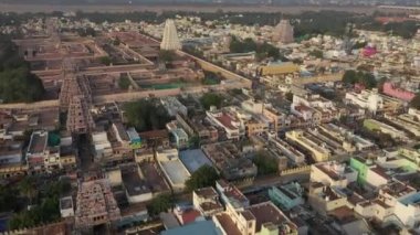Srirangam temple complex India, aerial drone view 4k Tamil Nadu 