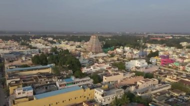 Srirangam temple complex India, aerial drone view 4k Tamil Nadu