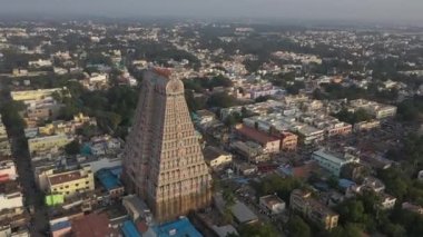Srirangam ancient temple architecture details India, aerial drone view 4k Tamil Nadu 