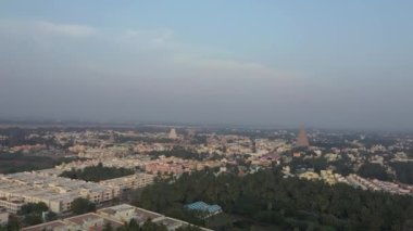 Srirangam temple complex India, aerial drone view 4k Tamil Nadu