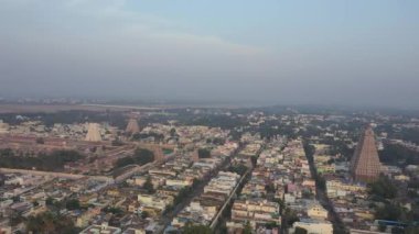Srirangam temple complex India, aerial drone view 4k Tamil Nadu