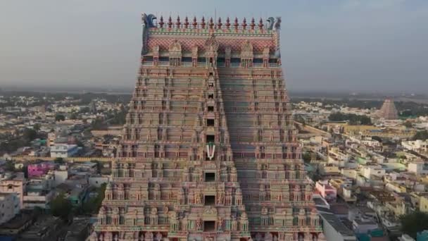 Архітектура Стародавнього Храму Шрірангам Деталізує Індію Аеродрон Дивиться Tamil Nadu — стокове відео