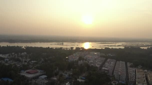 Srirangam India River Aerial Drone View Tamil Nadu — 图库视频影像