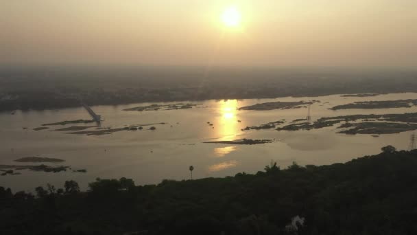 Шрирангам Индия Вид Реку Беспилотного Летательного Аппарата Тамил Наду — стоковое видео