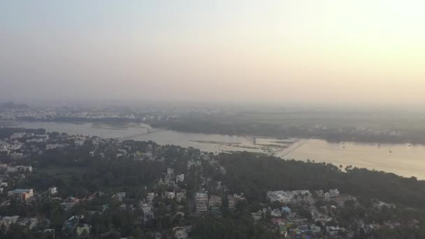 Srirangam India River Aerial Drone View Tamil Nadu — 비디오