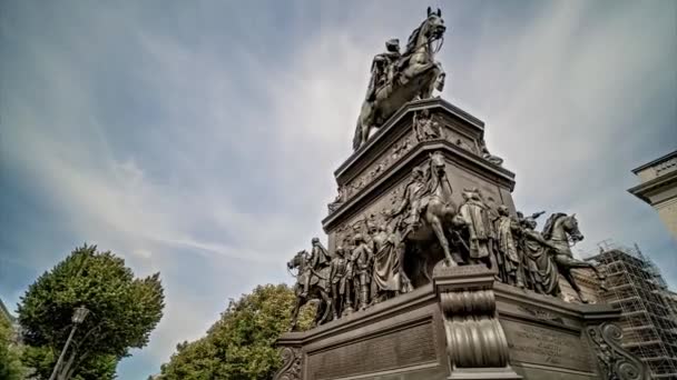 Berlin Equestrian Statue Frederick Great Panoramic Hyperlapse Timelapse Germany 2022 — Stock Video