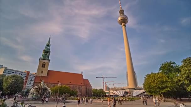 Alexanderplatz Tower View Hyperlapse Time Lapse 2022 Германия — стоковое видео