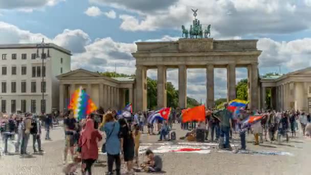 Срок Действия Панорамного Гиперлапса Берлина Бранденбург Тор 2022 Германия — стоковое видео