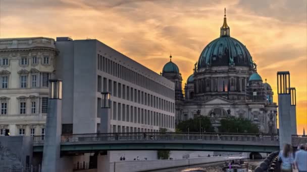Καθεδρικός Ναός Βερολίνου Berliner Dom Timelapse Βράδυ Γερμανία — Αρχείο Βίντεο