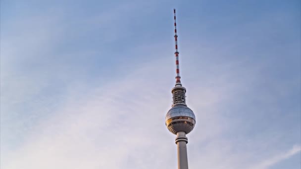 Alexanderplatz Tower Hyperlapse Time Lapse Moln Himmel Tyskland — Stockvideo
