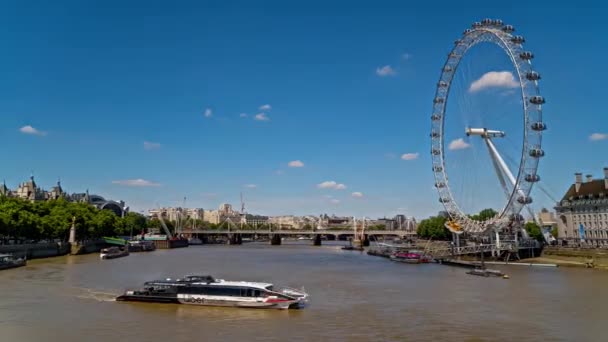 London Eye Observation Wheel Timelapse Hyperlapse England 2022 — стоковое видео