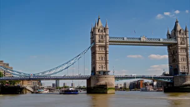 London Tower Bridge Hyperlapse Timelapse Panoramic Footage Great Britain England — стокове відео