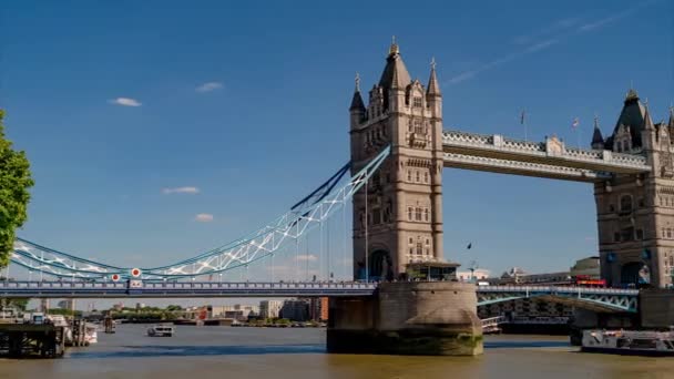 London Tower Bridge Hyperlapse Timelapse Panoramic Footage Great Britain England — Stockvideo
