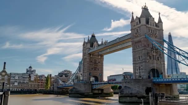 London Tower Bridge Storbritannien Hyperlapse Timelapse Panorama Bilder Storbritannien England — Stockvideo