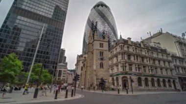 London St. Mary Axe (Gherkin) skyscrapper timelapse hyperlapse, England - 22.06.2022 