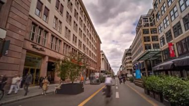 Berlin Friedrichstrasse Pedestrian street, panoramic hyperlapse timelapse, Germany - 22.05.2022 