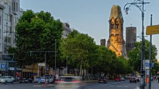 Berlin Kaiser Wilhelm Church Panoramic Hyperlapse Timelapse Germany 2022 — Stockvideo