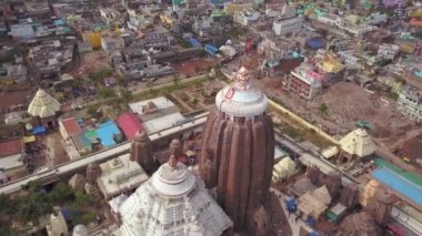 Orissa, Hindistan, Jagannath tapınağı, 4k hava aracı görüntüleri.