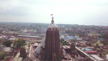 Orissa, Hindistan, Jagannath tapınağı, 4k hava aracı görüntüleri.