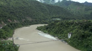 Rishikesh Himalaya aerial drone view 4k, India Tourism Travel