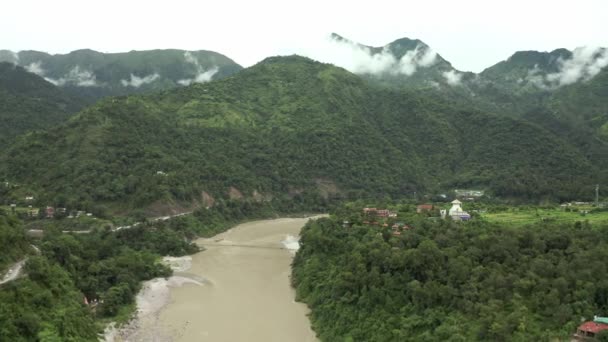 Rishikesh Himalaya Air Drone View India Tourism Travel — стокове відео