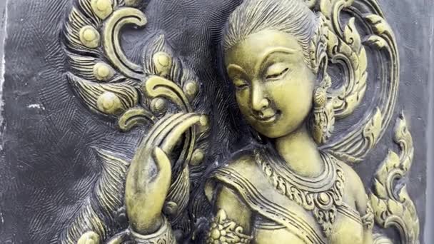Geleneksel Antik Asya Tanrıçası Taş Oyması Tayland — Stok video