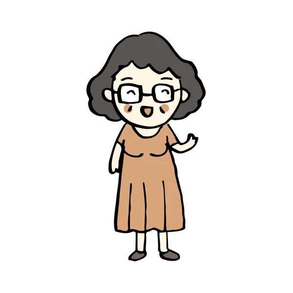 Mutlu Büyükanne Çizimi Biçim Vektörü — Stok Vektör
