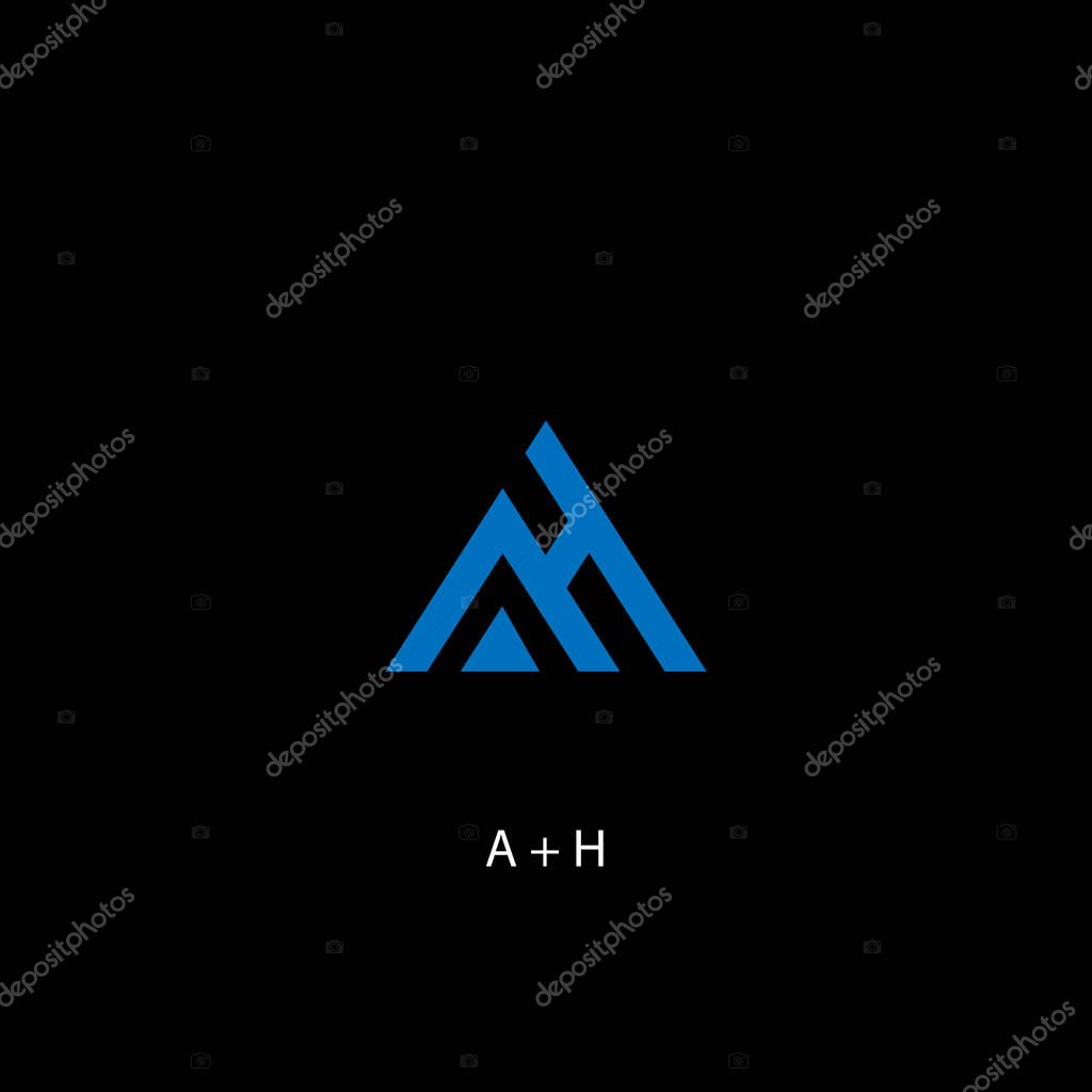The logo design of the letters A and B is made with a triangle shape, the logo of the letters A and H