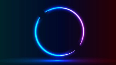 Parlayan neon renk efektli yuvarlak çerçeve tasarımı, düzenleme malzemeleri ve diğerleri için uygun siyah arkaplan rengi