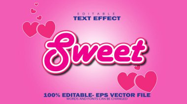 şirin pembe renkli tatlı efekt metin tasarımı