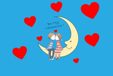 Yürekli güzel bir kızın vektör eliyle çizilmiş resmi.