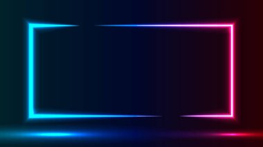 Karanlık bir arkaplanda neon ışık çizgileri.