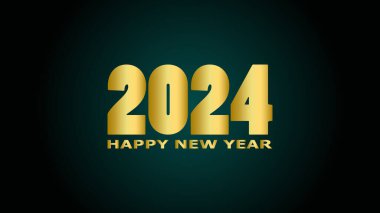 Mutlu yıllar 2024 Altın harflerle karşılama tasarımı