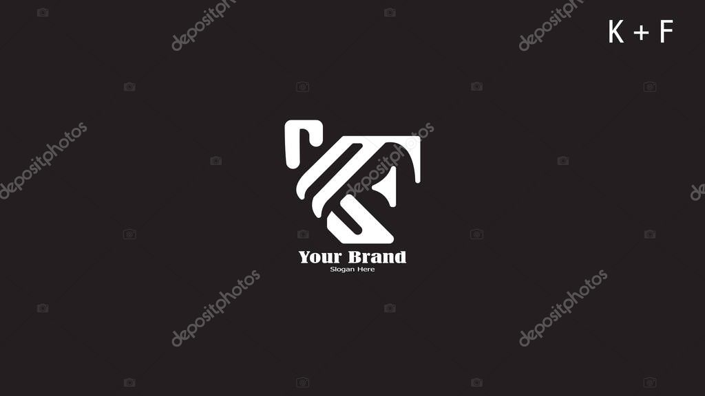 The K and F logo design combined is suitable for brand logos, K and F letter logos