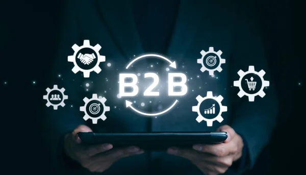 B2B Pazarlama Konsepti, Business to Business, e-ticaret, kurumsal satış, Business Company Technology dijital pazarlama, tedarik zinciri, ticari eylem planı stratejisi, satış optimizasyonu,