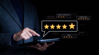 Geribildirim kullanıcısı tablet başvurusunda mükemmel bir deneyime sahip servise not verir, İstemci hizmet itibarı sıralamasının kalitesini değerlendirir. Müşteri değerlendirmesi memnuniyet anket kavramı